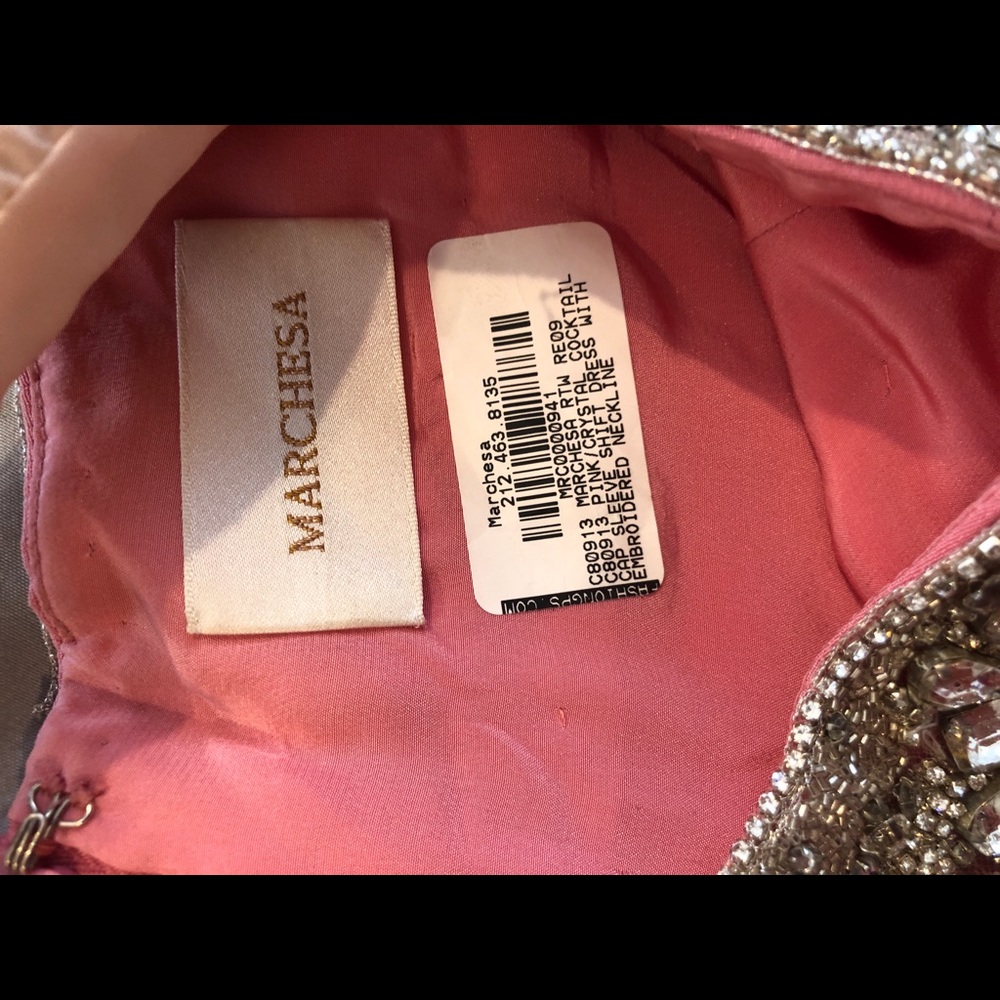 Marchesa couture pink cocktail bejeweled dress - Picture 3 of 5
